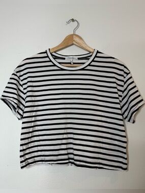 Rag & Bone Cotton Viscose Classic Striped Cropped Short Sleeve Tee size small